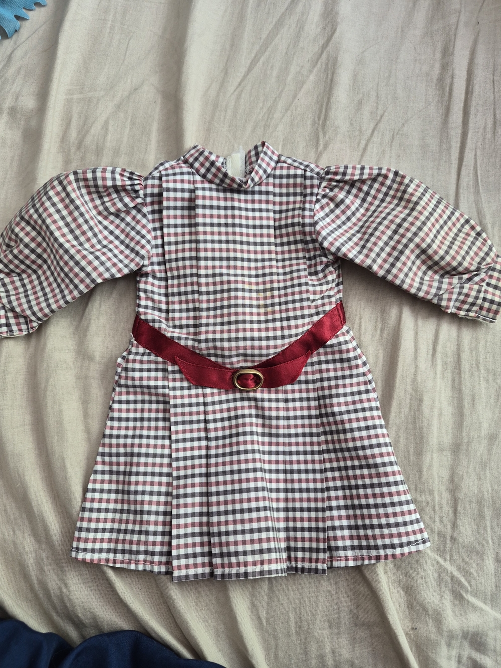 Kids Red Plaid Costume Dress with Satin Belt